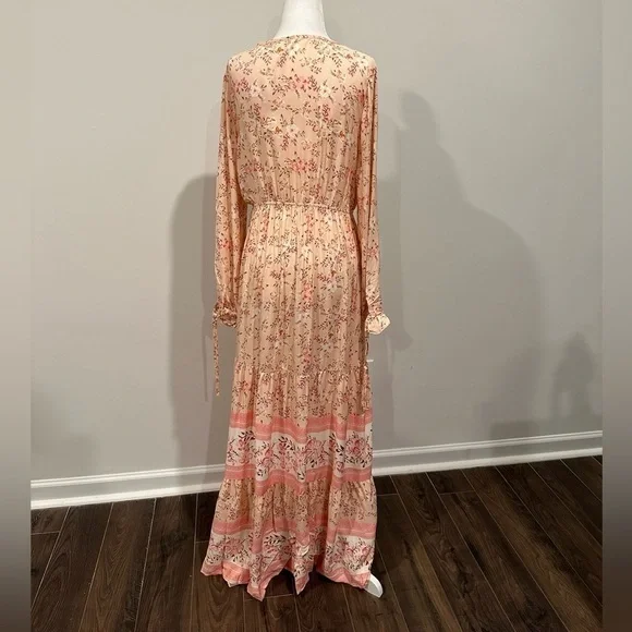 NWT Boho floral maxi dress vacation Euro Summer long sleeve - Picture 10 of 15